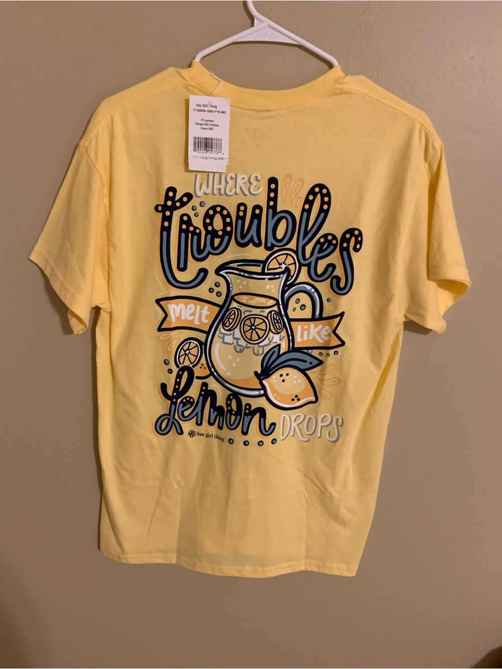 Yellow Lemon Graphic Tee - "Where Troubles Melt Like Lemon Drops"